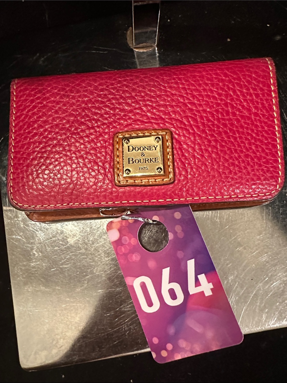 Dooney & Bourke #064 Red Pebbled Small Flap Wallet